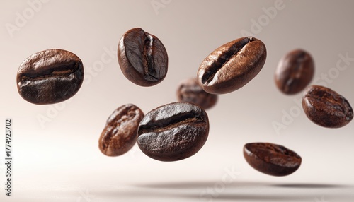 Rustic Coffee Beans Falling: Symbolizing Breakfast, Energy, Freshness, And Aroma In Black Espresso Form