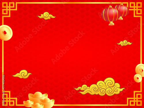 china new year poster banner red golden rich lucky illustration design