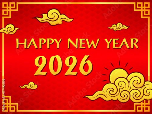 china new year poster banner red golden rich lucky illustration design