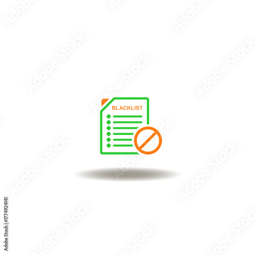 Vector illustration of list document with blocked or non sign. Symbol of blacklist.