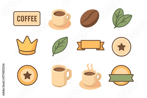 Modern coffee icons with retro style for cafes and blogs