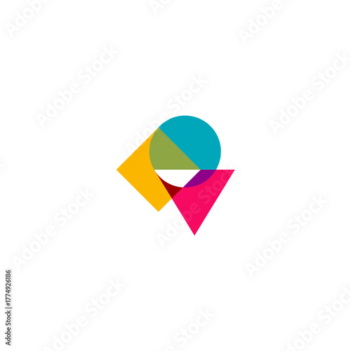 circle, square, triangle simple shape colorful logo