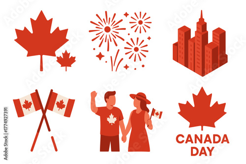 Celebrating canada day: patriotic symbols and festive elements in red