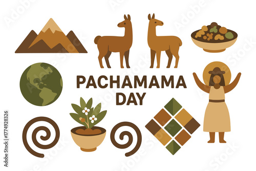 Celebrating pachamama day: earth, culture, and tradition in flat design