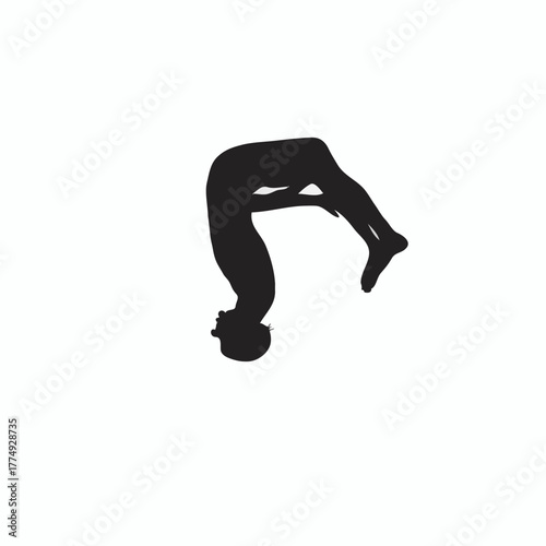gymnast, diving, silhouette, jump, flip, tumble, athlete, sport, action, vector, isolated, black, white, dynamic, illustration, graphic, design, abstract, fitness, exercise, acrobatics, flexible, skil