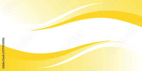 Abstract background with flowing yellow waves and curves creating a central white space for text or design.