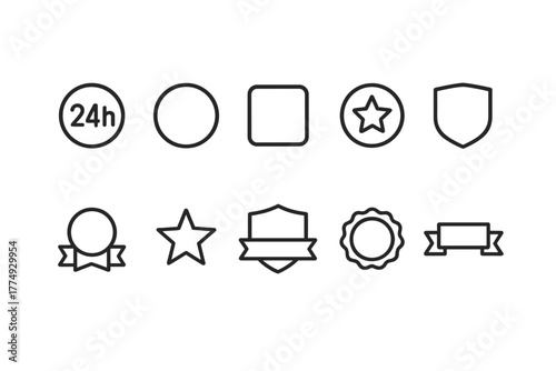 Simple line icons for various badges and awards suitable for digital design projects and user interface elements