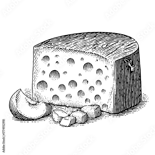 Enjoy delicious cheese with an engraved illustration set featuring various styles in a vector bundle