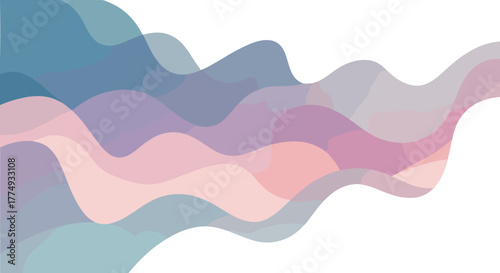 Abstract soft flowing waves in pastel gradient colors, a beautiful and serene background illustration with smooth curves and a gentle color transition, perfect for design projects needing a calming