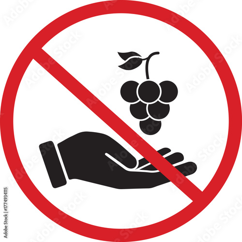 Forbidden Fruit Concept with No Grapes Allowed Sign