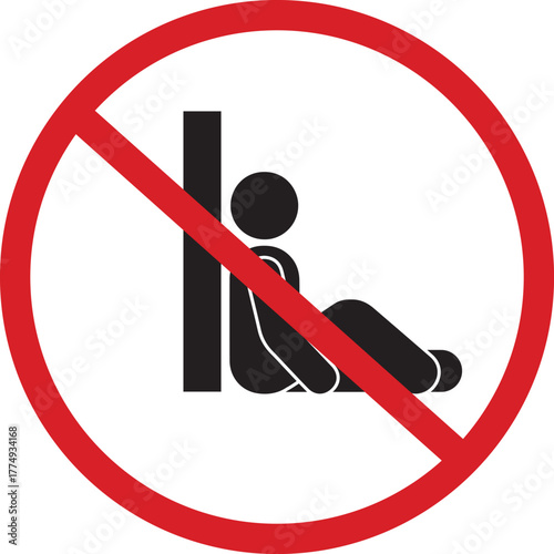 Do Not Lean Against Wall Or Surface Prohibition Sign