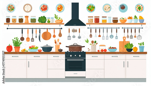 Step-by-Step Meal Prep Vector Infographic in Warm Tones