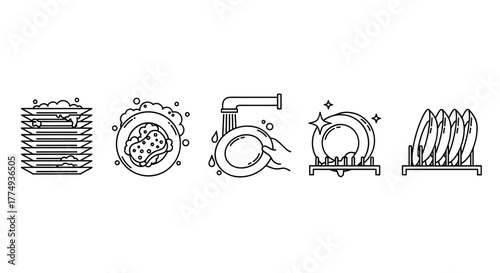 A vibrant and detailed vector cartoon illustration of a plate with a thin wash of liquid, isolated on a clean white background, perfect for web, books, cards, and apps, presented as an ordered set of