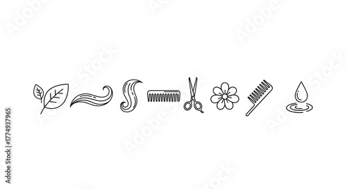 A striking and elegant vector illustration for a natural beauty hair salon logo, featuring a stylized representation of flowing hair and organic elements, designed to evoke a sense of purity, growth