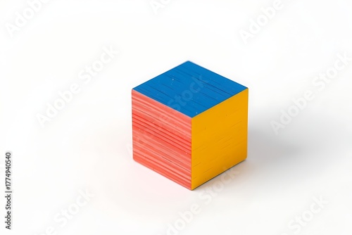 Obraz na płótnie Generative AI colorful cubic object on white background.