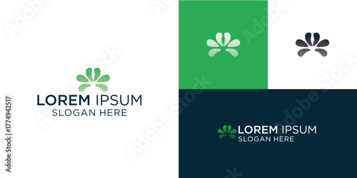 Modern abstract logo design with green leaf elements ideal for eco-friendly brands, sustainable businesses, or wellness companies seeking a clean and memorable identity