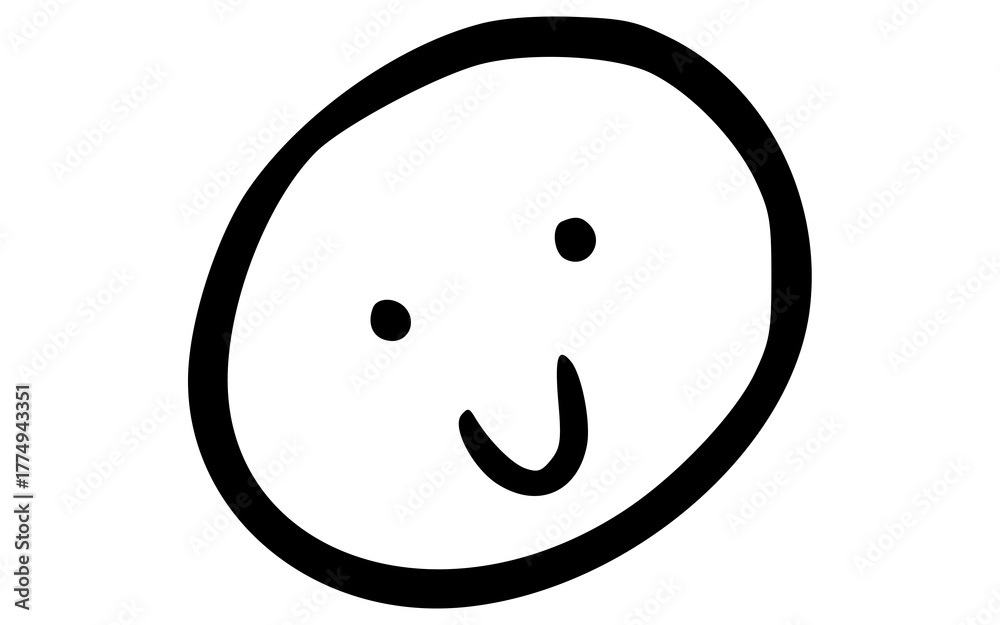 Fototapeta premium Hand Drawn Simple Smiley Face Outline Doodle Vector Emoji