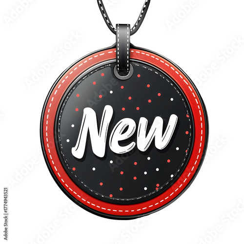 Exciting new arrival tag with a fresh, modern design, ideal for highlighting special offers and drawing attention to innovative products and services now