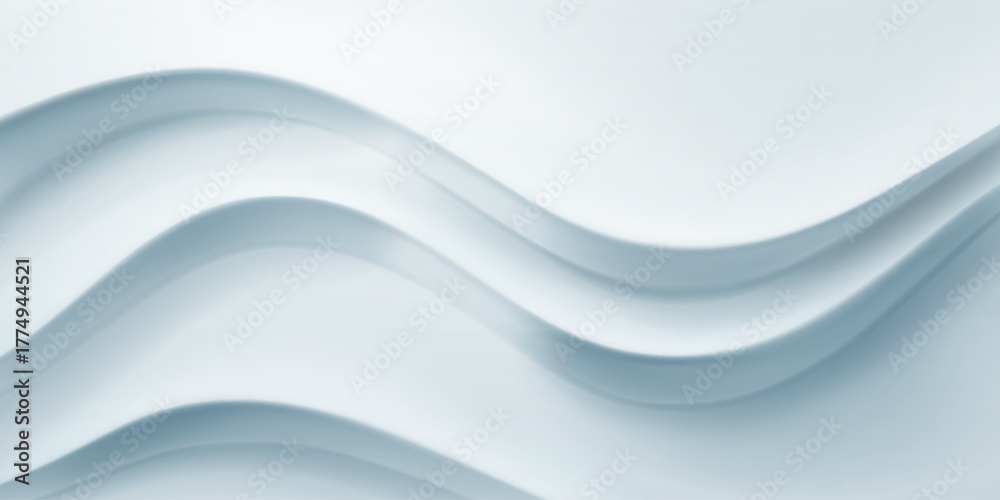 Fototapeta premium Smooth, flowing curves in shades of white and light blue, creating a serene atmosphere.