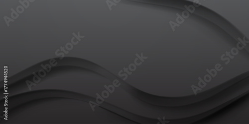 A dark gray wavy surface with smooth, flowing curves and subtle shading, creating a sense of depth and texture.