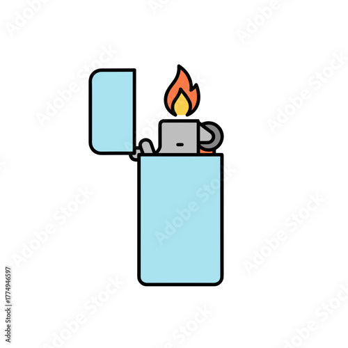 Illustration of a lighter with a flame, symbolizing lighting and smoking accessories