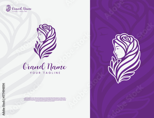 logo or icon of a woman wearing a purple hijab illustration