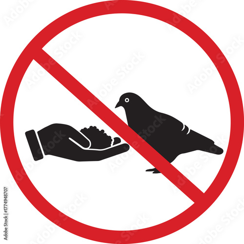 Prohibition Sign Do Not Feed The Pigeons Icon