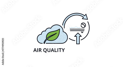 Set of clean line icons representing ventilation and air conditioning concepts, including cooling, humidity, air compressor, fan, climate control, and drying, all with editable strokes and presented