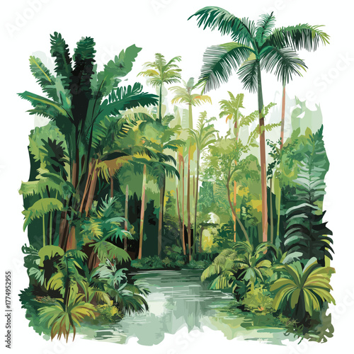 Amazon rainforest. Amazon rainforest hand drawn watercolor illustration
