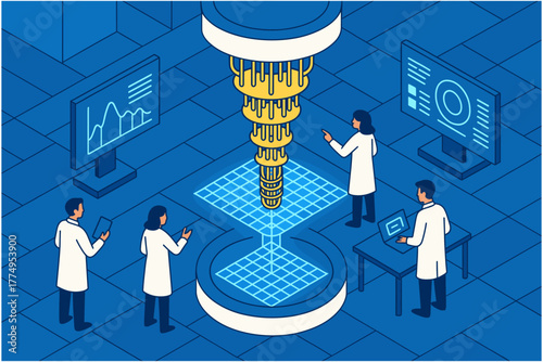 Quantum computing research team in modern laboratory