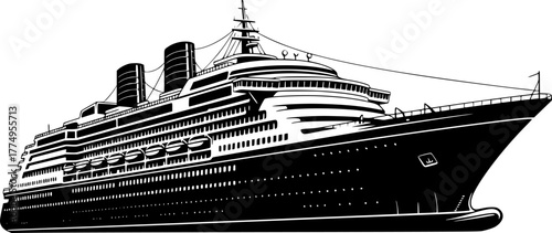 Cruise - Black and White Isolated Icon - Vector illustration
