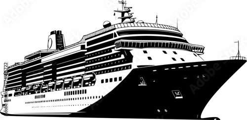 Cruise - Black and White Isolated Icon - Vector illustration
