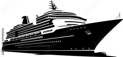 Cruise - Black and White Isolated Icon - Vector illustration
