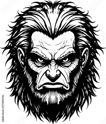 Bigfoot | Black and White Vector illustration
