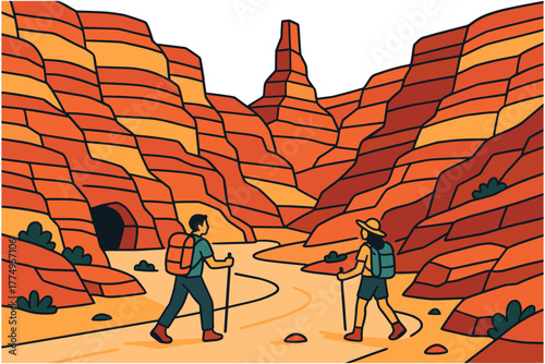 Exploring colorful canyons with hiking adventure enthusiasts