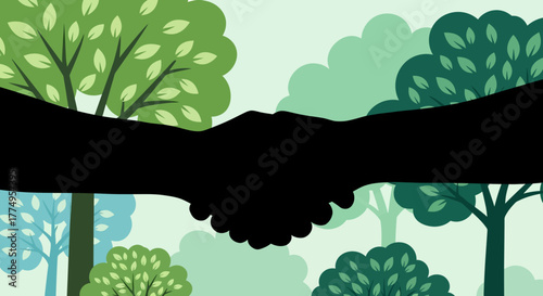 Environmental Agreement Handshake Silhouette