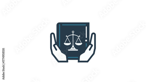 Modern Outline Law Justice Balance Scale in Hand Holding Icon	