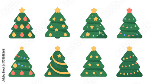 Festive collection of beautifully decorated Christmas trees.