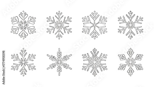 A collection of snowflakes delicately arranged against a serene background.