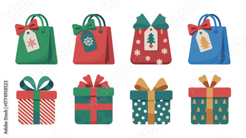 Colorful gift bags and boxes for special occasion.