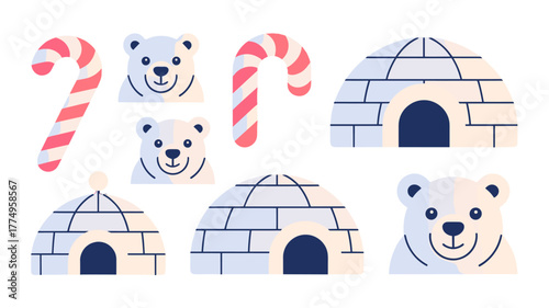 Festive collection featuring a polar bear and igloo illustrations.