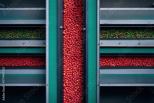 Wallpaper Mural Overhead View of Tomato Sorting Facility with Red and Green Tomatoes Torontodigital.ca