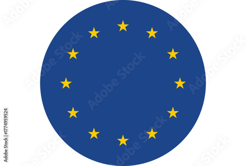European Union flag in circle icon shape