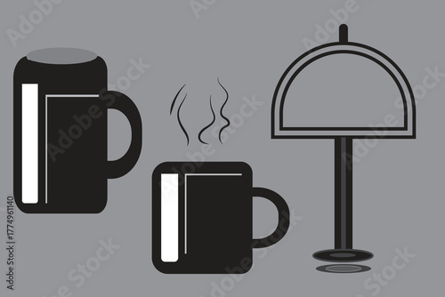 Coffee Mug Icons Set of monochrome mug design concepts for illustration and graphic design