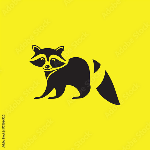 Silhouette style minimal raccoon t-shirt design featuring clean black vector art of a curious raccoon, perfect for wildlife lovers, forest explorers, animal enthusiasts, minimalist art fans, and moder