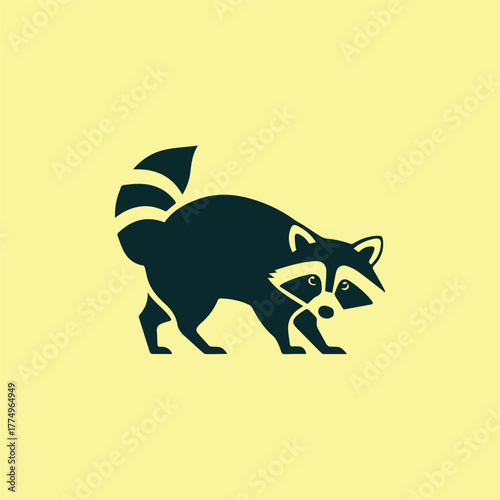 Silhouette style minimal raccoon t-shirt design featuring clean black vector art of a curious raccoon, perfect for wildlife lovers, forest explorers, animal enthusiasts, minimalist art fans, and moder