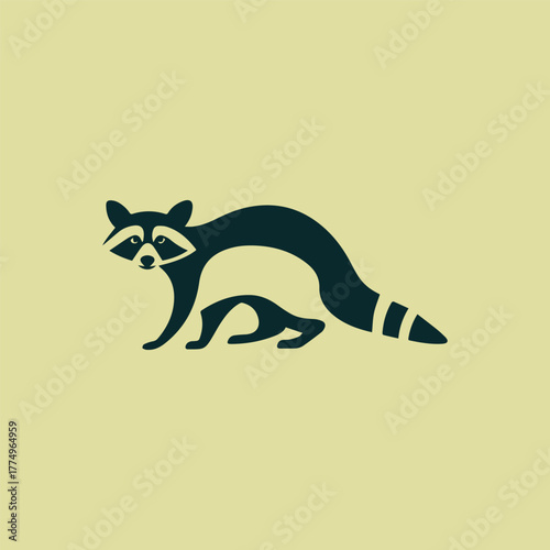 Silhouette style minimal raccoon t-shirt design featuring clean black vector art of a curious raccoon, perfect for wildlife lovers, forest explorers, animal enthusiasts, minimalist art fans, and moder