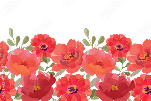 Vector floral seamless pattern, border in watercolor style