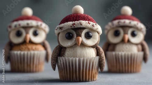 Cute Owl Cupcakes with Festive Hats