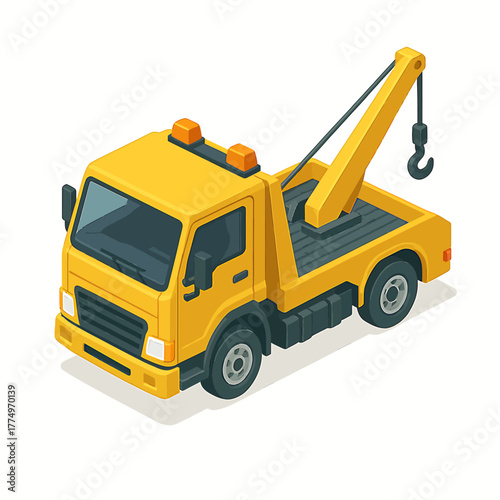 Isometric Tow Truck Roadside Assistance Vehicle Illustration